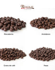 Caja Mixta Chocolate Semi Amargo: Macadamia, Arándano, Café, Pasa