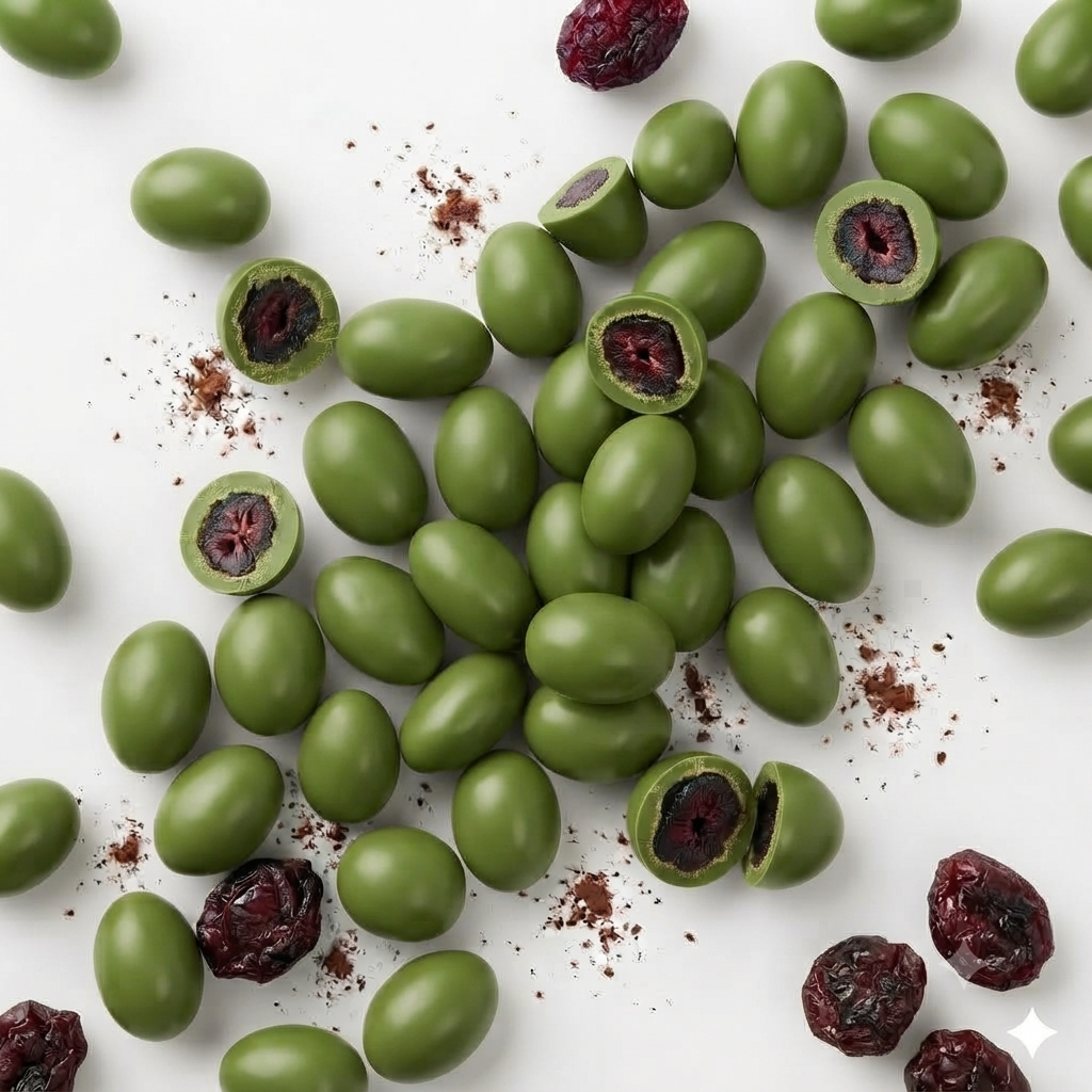 Arándano Cubierto de Chocolate Blanco con Matcha