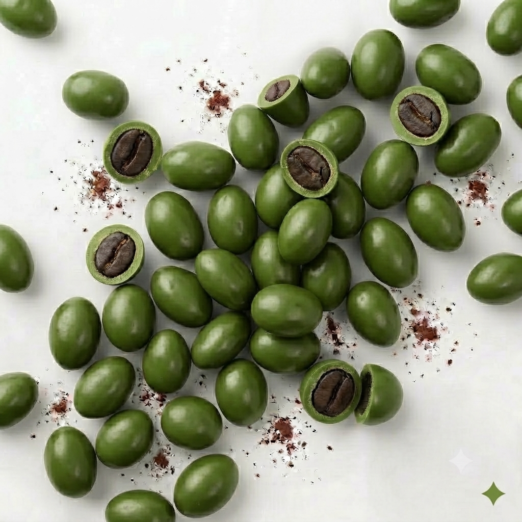 Café Cubierto de Chocolate Blanco con Matcha