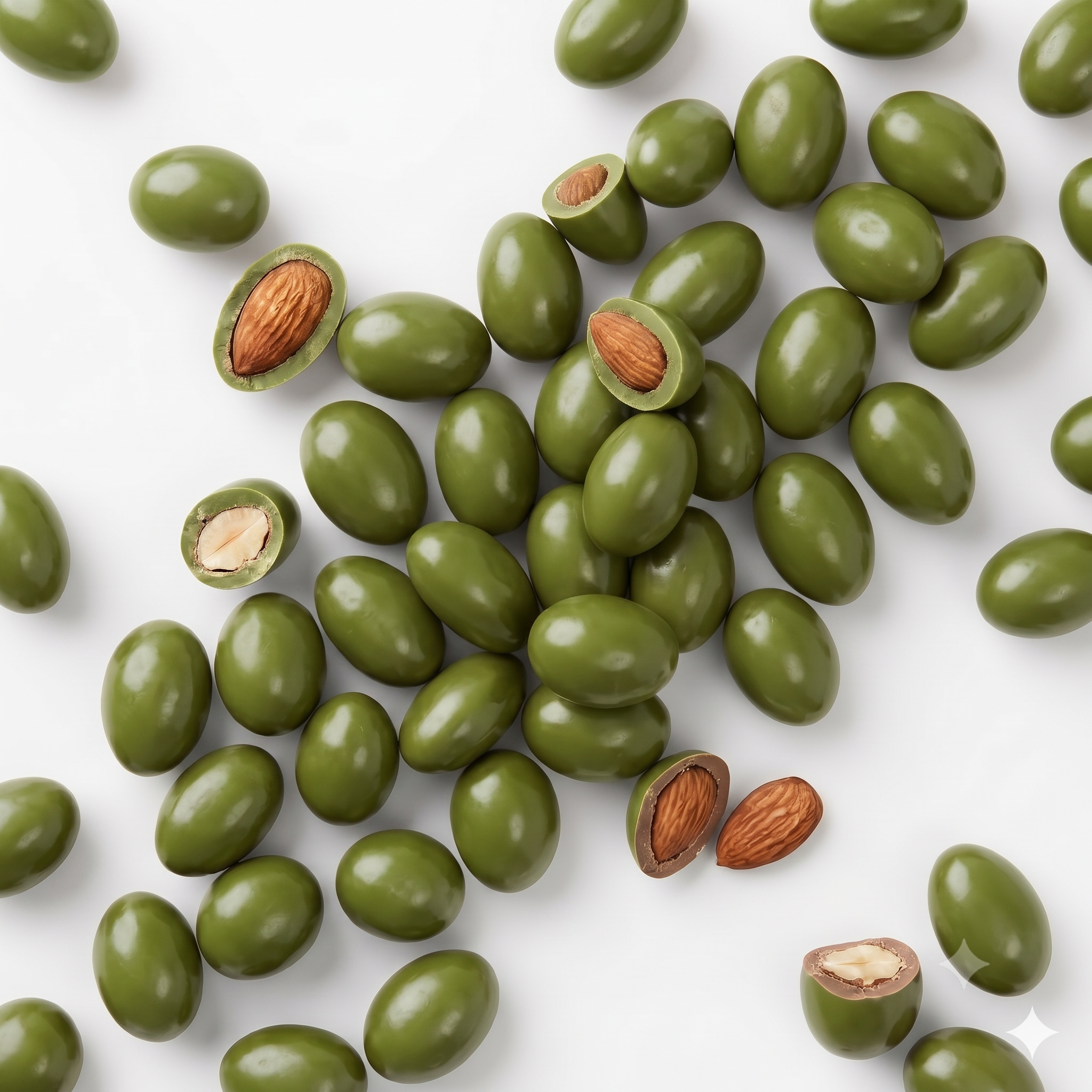 Almendra Cubierta de Chocolate Blanco con Matcha