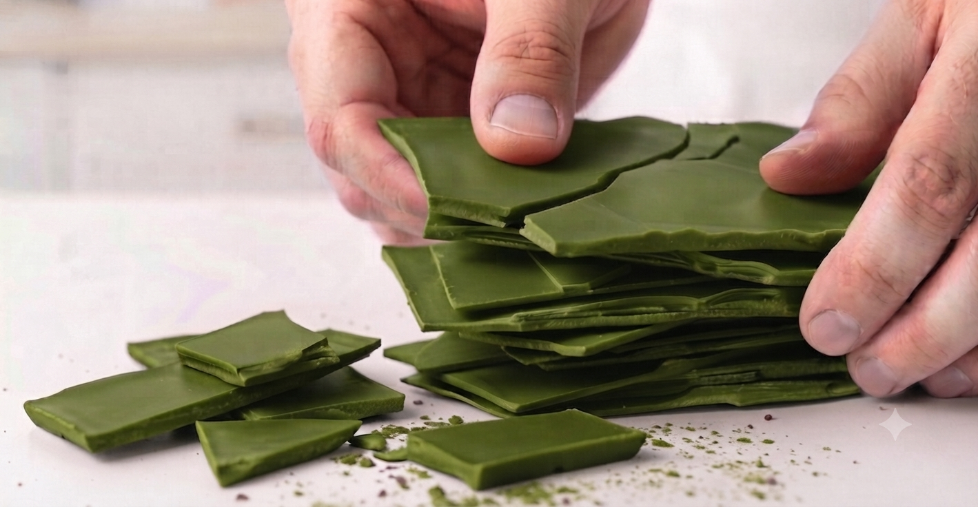 Cobertura en Láminas de Chocolate Blanco con Matcha