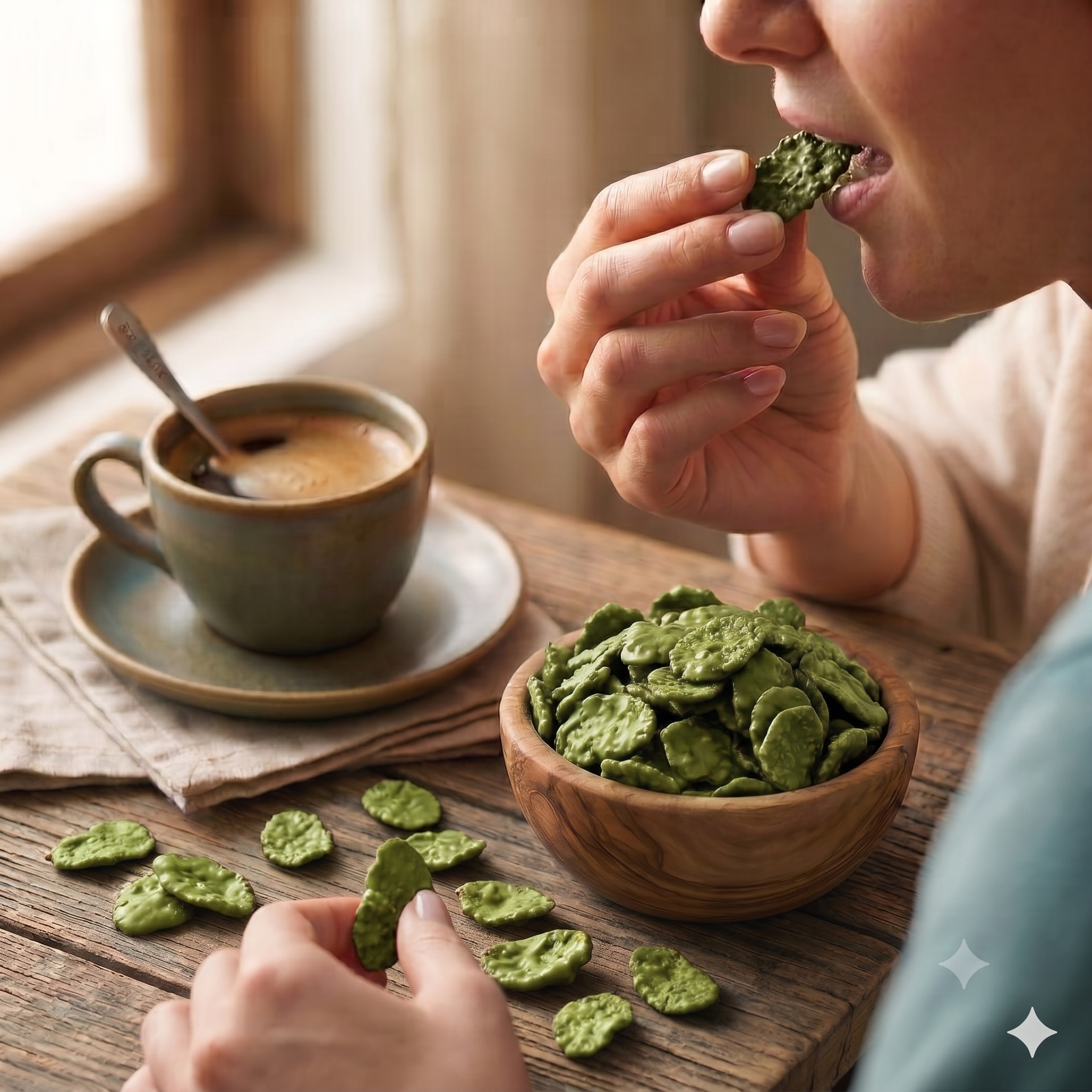 Hojuela de Maíz Cubierta de Chocolate Blanco y Matcha