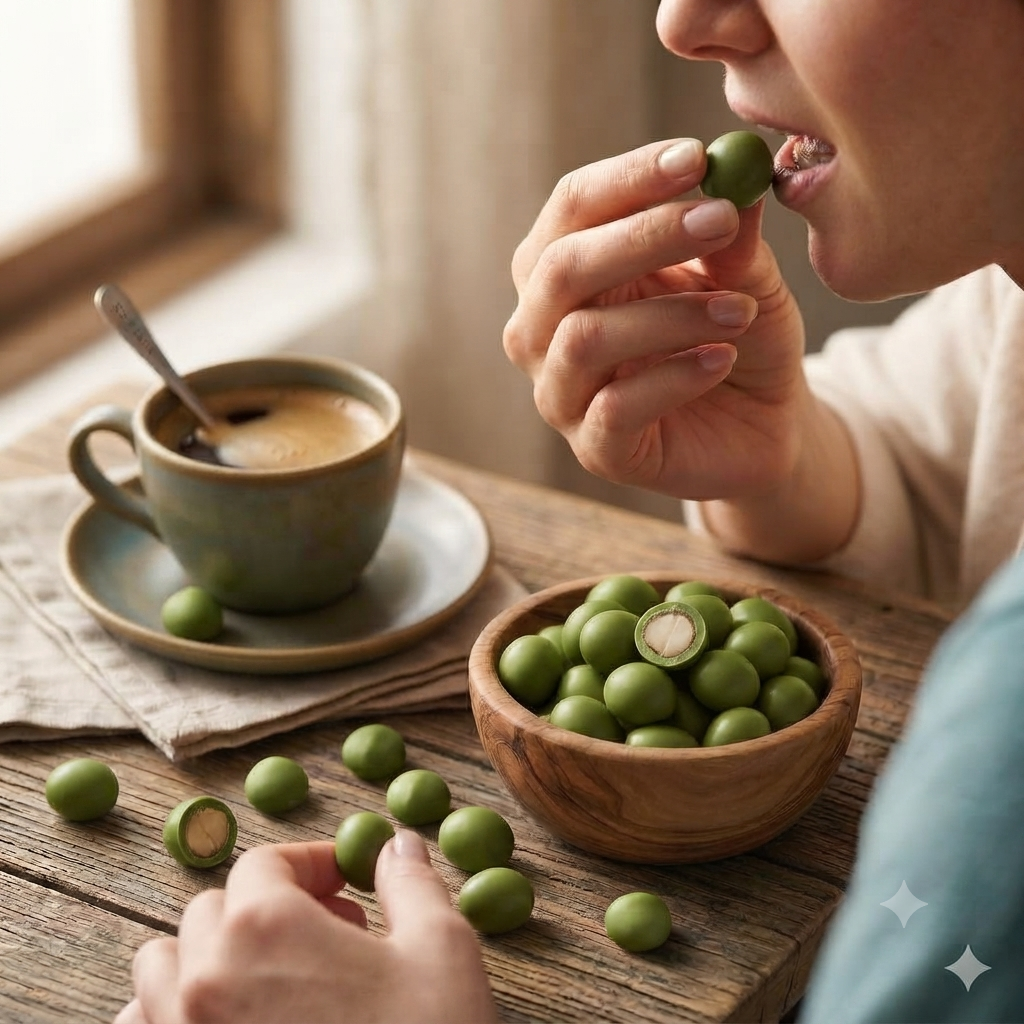 Macadamia Cubierta de Chocolate Blanco con Matcha