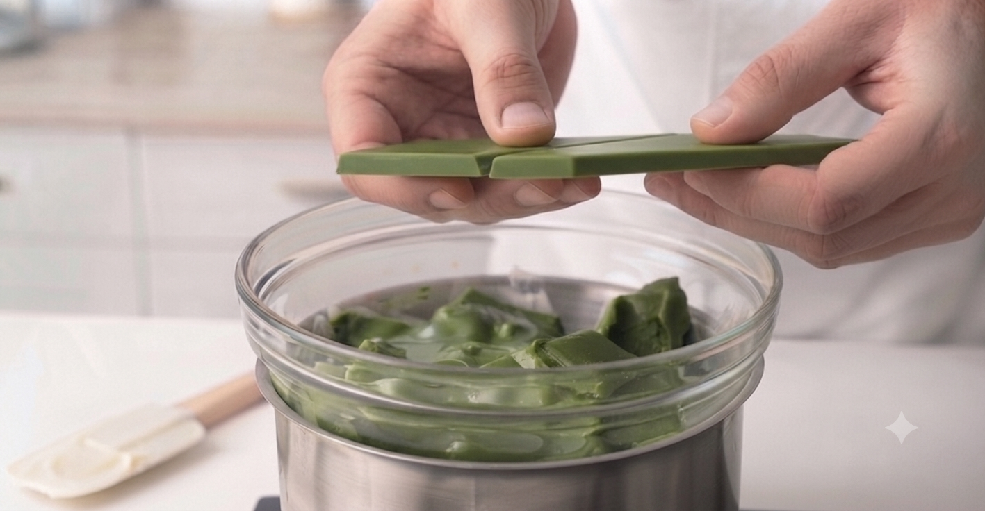 Cobertura en Láminas de Chocolate Blanco con Matcha