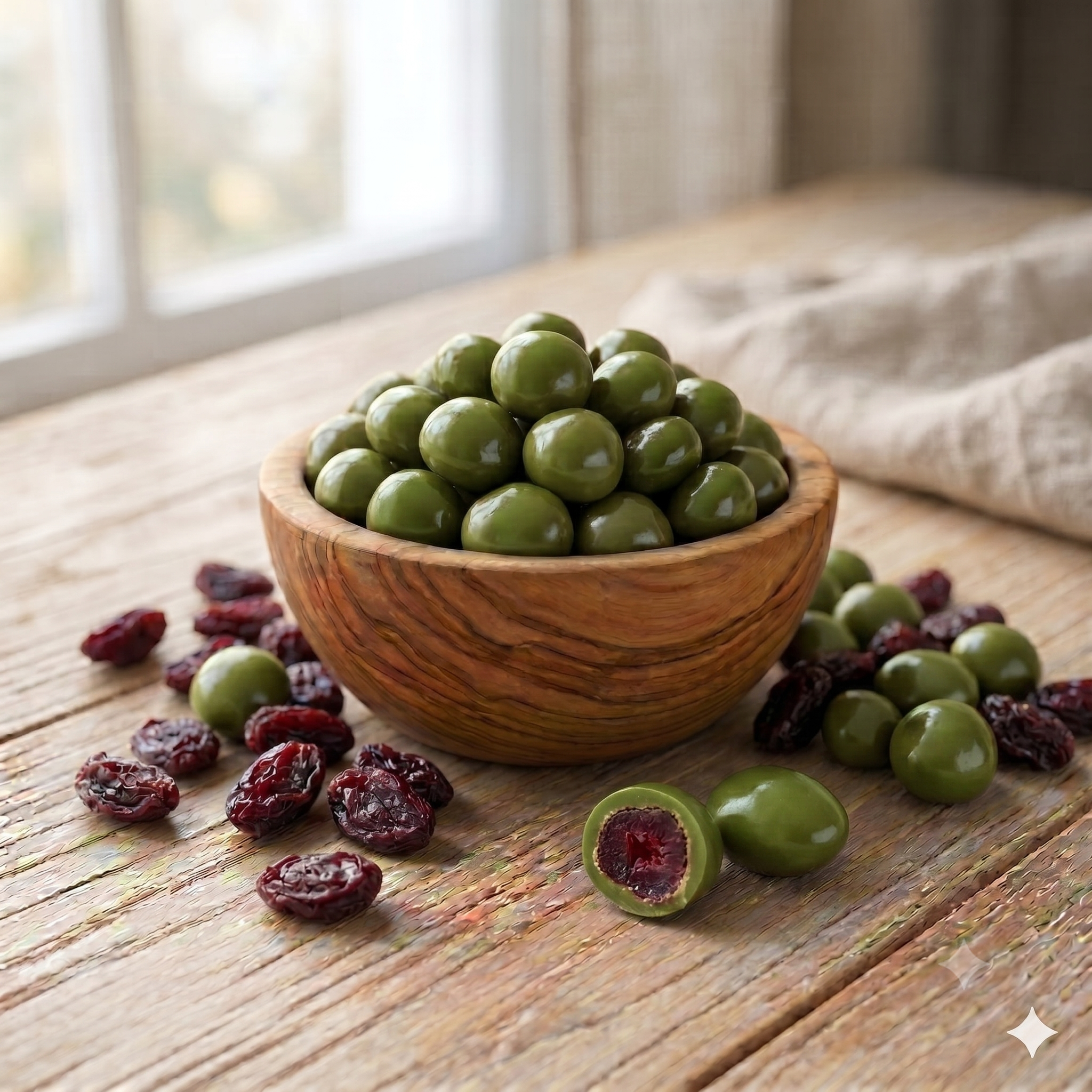 Arándano Cubierto de Chocolate Blanco con Matcha