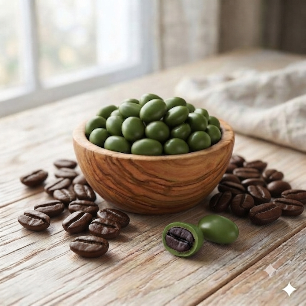 Café Cubierto de Chocolate Blanco con Matcha