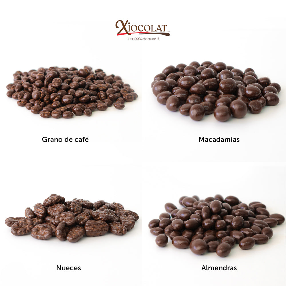 Caja Mixta Chocolate Semi Amargo: Café, Macadamia, Nuez y Almendra
