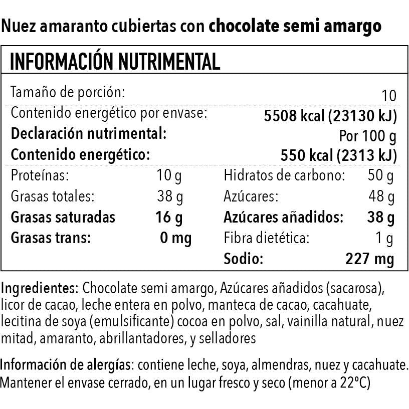 Nuez Amaranto con Chocolate Semi Amargo 55% Cacao